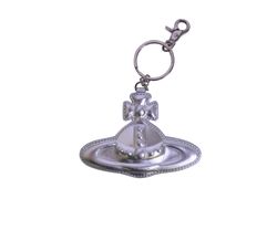 Vivienne Westwood Injected Orb Keyring, Leather, Silver, B, 3